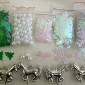 Сніжинки і намистини, паєтки 550шт