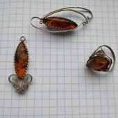 Набор мельхиор с бурштыном