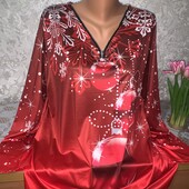 В ідеалі як нова.Новорічна блуза туніка НОГ 60/70см.