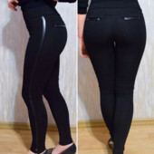 ♕ Лосіни на флісі з чорною вставкою, рр. на вибір 2xl-4xl (7146)