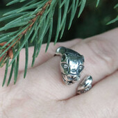 Шикарна срібна каблучка пума