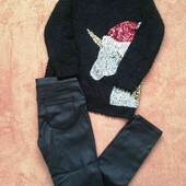 Комплект новогодний свитшот и лосины р 134-140 