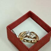 Очаровательное кольцо с алпанитом и дорожками фианитов. Размер 18. Позолота 585 пробы 18К.