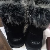 Натуральні підліткові ! Стильні зимові уггі з хутряною опушкою • Натуральний замш