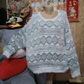 ❤️Брендовый натурал белоснежный травка весь с люрексом серебра свитер новый❤️Турция.Пог.140-250см.