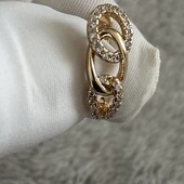 Новинка! Красивые серьги с белыми цирконами,яркие и нежные, позолота 18К, высота 1.8 см/6 мм