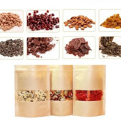 5 штук Zip крафтовий пакет з віконцем 30х20 см) Набір пакетів