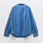 Сорочка з вишивкою та дерев’яними ґудзиками zara