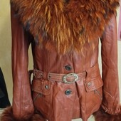 Куртка шкіряна з натуральним хутром