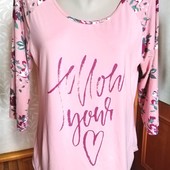 Реглан с принтом, масляный трикотаж, стрейч Coop, Германия, размер-XL