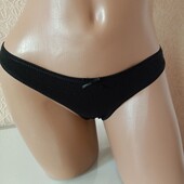 Жіночі бавовняні стрінги чорного кольору 2ХS. Женские трусы 8523