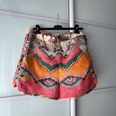 Льняні шорти zara з нової колекції floral shorts women pink orange linen blend high rise