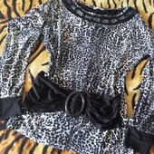 Брендова блузка леопард леопардова Letticia Дуже добре тягнеться - заміри на фото, фото з усіх сторі
