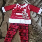 Крутий, красивий новорічний комплект для дівчинки 74-80! Стан нового!