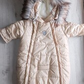 Дитячий комбінезон конверт на овчині мята