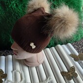 Новая шикарная шапка с пампонами натуральными
