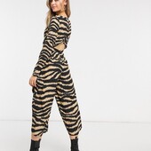 Asos uk18 креп, нарядний тигровий комбінезон, імітація корсету