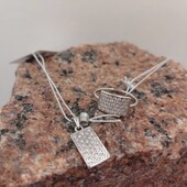 Стильний комплект каблучка-підвіска 16.5 розмір