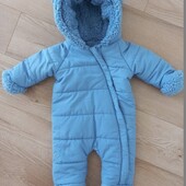 Теплий комбінезон з вушками ведмедика малюку хлопчику 0-3 міс