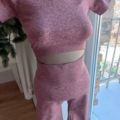 Стильний комплект футболка-топ+ лосіни леггінси висока посадка з утяжкою для занять спортом, тренува