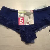 Есмара! Трикотажні жіночі труси, хіпстери з мереживом 40/42 євро 46/48 наш, в лоті 5 шт! Лот 1
