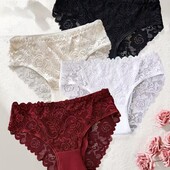 Лот-5шт.Набір однотонних мереживних трусиків XL бедра 108-115см