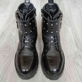 Reserved брендовые стильные ботиночки экокожа цвет черный на девочку размер евро 34