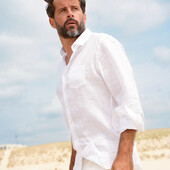 Якісна сорочка з бавовни та льону Livergy Німеччина, розмір L (41/42)