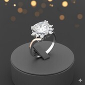 Масивна срібна каблучка з великим фіанітом 18,5 розмір