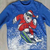Next брендовый теплый свитшот с новогодним мотивом на подростка рост 146/152 см