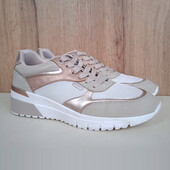 Зручні жіночі кросівки, кеди на товстій підошві, білі з бежевим, літо демі, р. 39