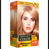 Крем-фарба для волосся «Permanent color» тон «русявий золотий» № 6.30,120 мл