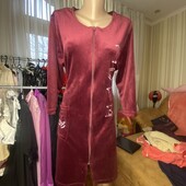 Затишний велюровий халат на блискавці (колір марсала)