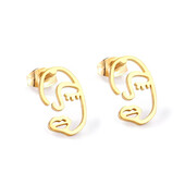 Сережки цвяшки обличчя, абстракція, медзолото, позолота 14к