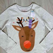 Primark брендовый реглан с новогодним мотивом на девочку рост 128 /134 см