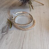 Сережки кільця сріблясті зі стразами