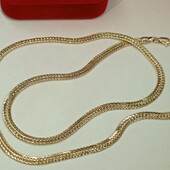 Шикарная цепочка 50 см, плетение кобра.Позолота 585 пробы 18К.