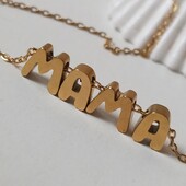 Ланцюжок і підвіска літери МАМА, напис, шарми, букви, медзолото