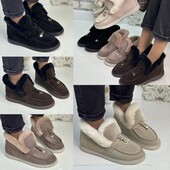 36-41 рр Зимові черевики - лофери натуральна шкіра/замша чорні, бежеві, капучино, коричневий