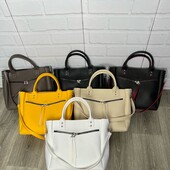 Сумка А4 еко шкіра жовтий чорний білий коричневий беж довгі і короткі ручки повсякденна на кожен ден