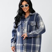 Женская теплая рубашка оверсайз батал