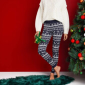 Арт.1422 легінси в'язані жіночі новорічні з орнаментом євро розмір xs 32/34 esmara.