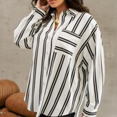 Плюс сайз сорочка з прінтом смужки