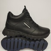 Чоловічі шкіряні кросівки черевики натуральна шкіра 42р 28см кроссовки кожа ботинки зима хутро