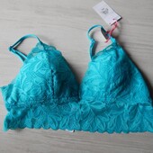 Бюстгальтер топ блакитний з мереживом primark