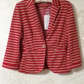 Трикотажный пиджак в полоску, рукав 3/4