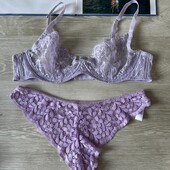 Кружевной сиреневый бюстгальтер 75b и трусы