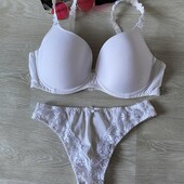 Гладкий белый бюстгальтер 75d и трусы