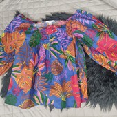 Next uk16 котоновий топ з об'ємними рукавами