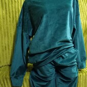 Изумрудно зелёный спортивный велюровый костюм .м/ l